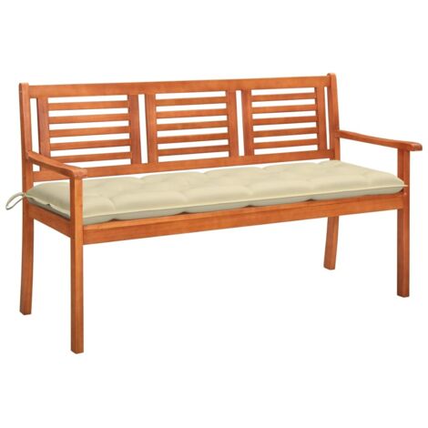 Panchina da Giardino e Cuscino 3 Posti 150cm Eucalipto Massello vidaXL