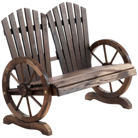 PANCHINA DA GIARDINO IN LEGNO STILE COUNTRY CON BRACCIOLI A RUOTA. 108X66X95CM. COLORE LEGNO
