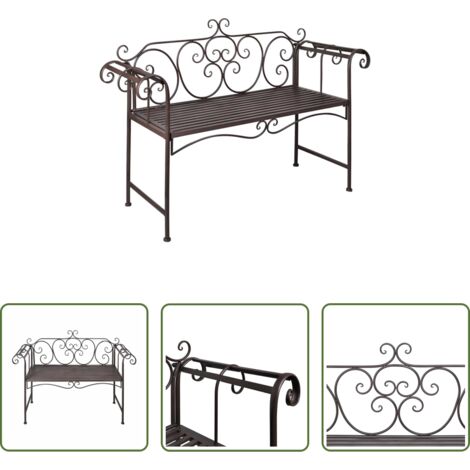 Panchina da giardino -  Panchina da Giardino 132 cm in Acciaio Stile Anticato Marrone