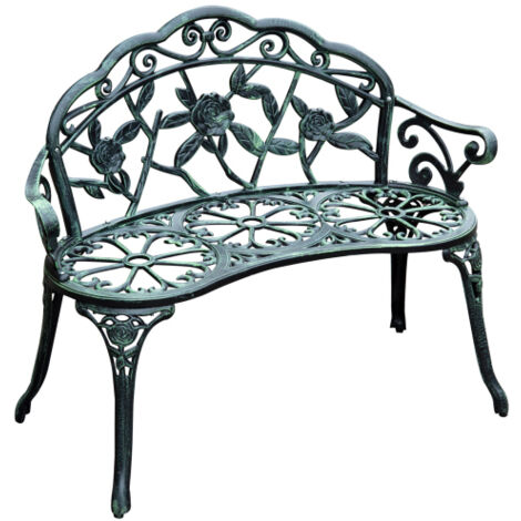 Panchina da giardino, panchina da parco, panchina con seduta, mobili da giardino, 2 posti, metallo, 100 x 54 x 78 cm