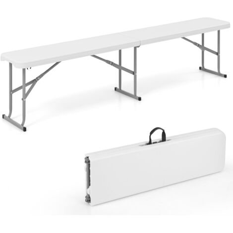 Panchina da giardino per esterni 182 x 27,5 x 43 cm, panca pieghevole in HDPE a 3 posti, portata 300 kg, struttura in metallo, cuscinetti antiscivolo