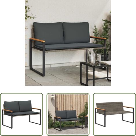 Panchina da terrazza -  panchina Grigio e Grigio Scuro 115 x 65 x 72 cm Rattan