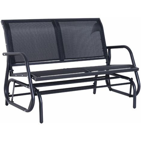 Panchina Dondolo da Giardino 2 Posti in Metallo Grigio 123x70x87 cm