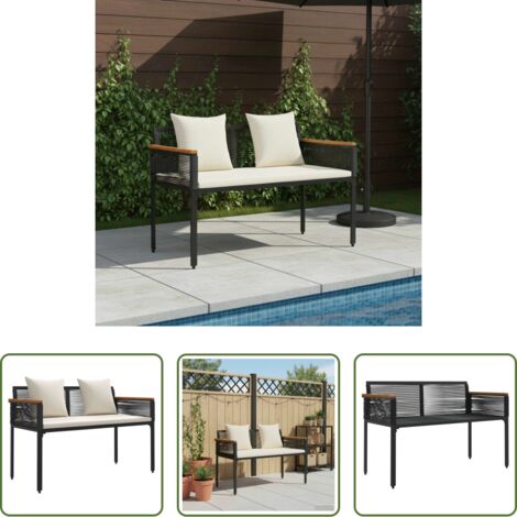 Panchina esterna -  Panchina da esterno Nero e Bianco Crema 117 x 54 x 74.5 cm