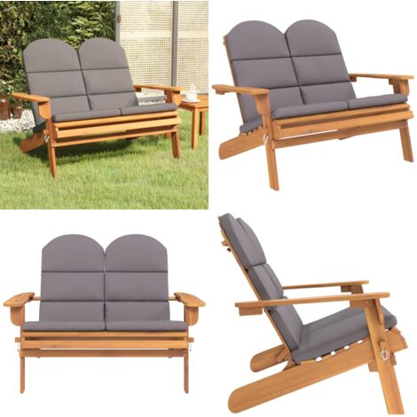 Panchina Giardino Adirondack Cuscini 126 cm Massello di Acacia - Panchina Adirondack - Cuscino da seduta