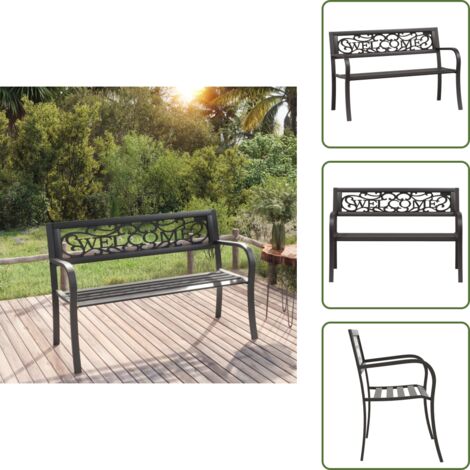 Panchina in acciaio nero - vidaXL Panchina da Giardino 125 cm in Acciaio Nera - Panchina per patio