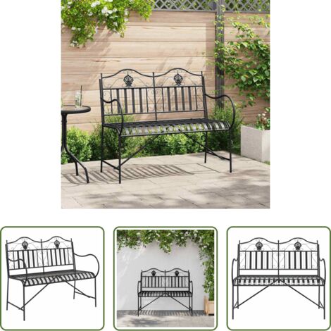Panchina in acciaio -  Panchina da giardino Nero 103,5 x 59 x 89 cm Acciaio