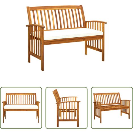 Panchina in legno -  Panchina da Giardino con Cuscino 119 cm Legno Massello d'Acacia