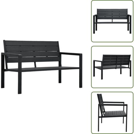 Panchina in legno - vidaXL Panchina da Giardino 120 cm in HDPE Nera Aspetto Legno -
