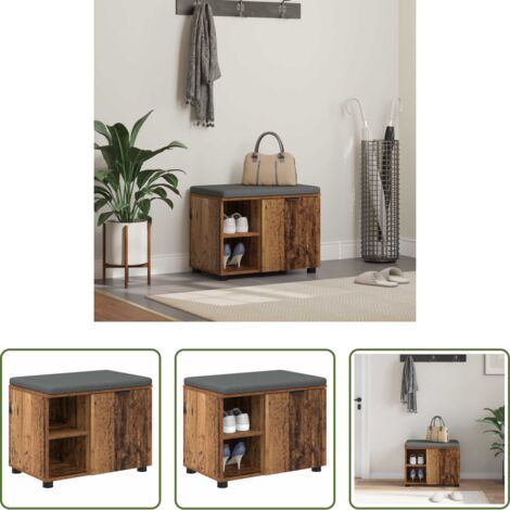 Panchina moderna -  Panca per ingresso con cuscino Legno vecchio 60 x 38 x 46 cm