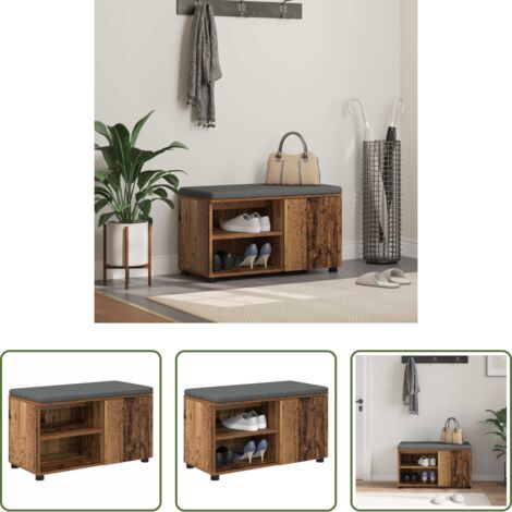 Panchina moderna -  Panca per ingresso con cuscino Legno vecchio 80 x 38 x 46 cm