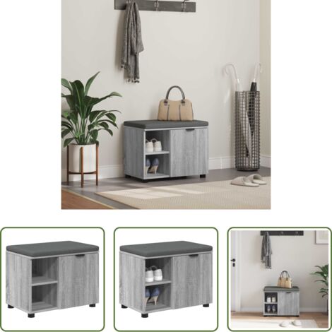Panchina moderna -  Panca per ingresso con cuscino Sonoma grigia 60 x 38 x 46 cm