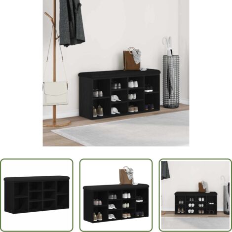 Panchina moderna -  Panca per scarpe Rovere Nero 102 x 32 x 50 cm Legno multistrato