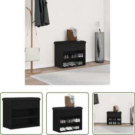 Panchina moderna -  Panchina con contenitore Rovere Nero 62 x 32 x 50 cm