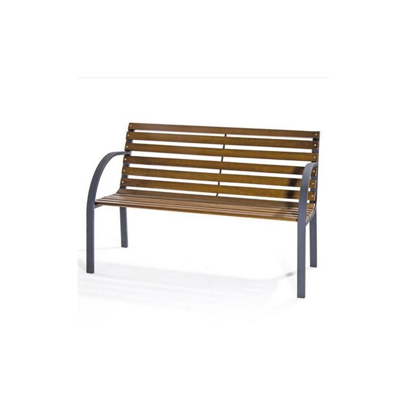 Banc New York en me'tal peint et lattes de bois de couleur naturelle Banc 122x60x80 cm pour jardins, parcs et espaces verts
