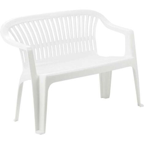 CASAÈ Panchina Parco Da Esterno e Giardino In Resina Bianco Impilabile 114 X 55 X H 82