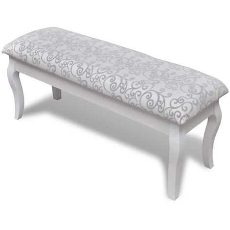 Panchina Pouf Imbottita per Toletta 2 Persone 110 cm Bianco
