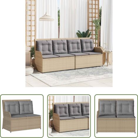Panchina reclinabile -  Panchina da giardino Beige polyrattan