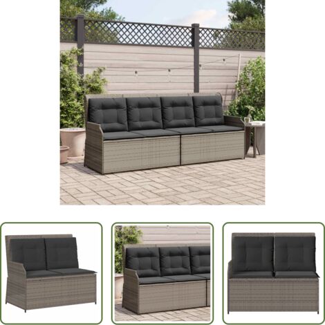 Panchina reclinabile -  Panchina da giardino Grigio polyrattan