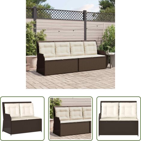 Panchina reclinabile - Panchina da giardino Marrone polyrattan