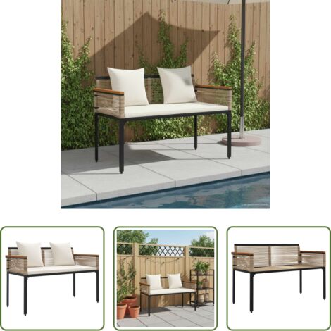 Panchina rustica -  Panchina da esterno Beige e Bianco Crema 117 x 54 x 74.5 cm