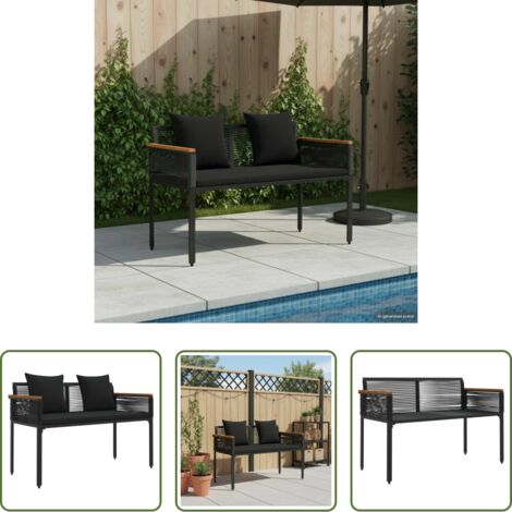 Panchina rustica -  Panchina da esterno Nero 117 x 54 x 74.5 cm polyrattan