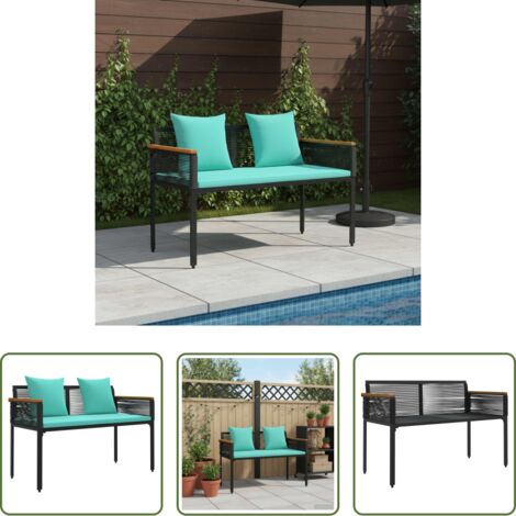 Panchina rustica -  Panchina da esterno Nero e Turchese 117 x 54 x 74.5 cm