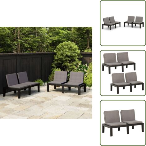 Panchine in plastica - vidaXL Panchine da Giardino con Cuscini 2 pz in Plastica Grigio - Cuscini per seduta