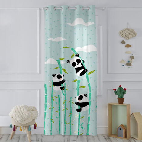 Panda garden blue Cortina 140x265 cm