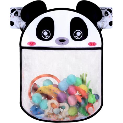 Pandaförmiges Aufbewahrungsnetz für Badespielzeug mit 2 Klebehaken, niedlicher Badezimmer-Organizer