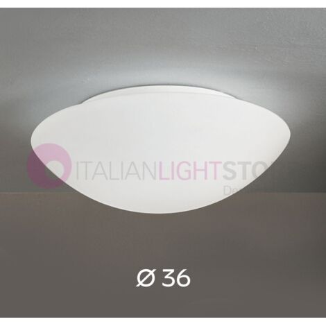 PANDORA PLAFONIERA BIANCA IN VETRO DIAMETRO 36CM 2 LUCI ATTACCO E27