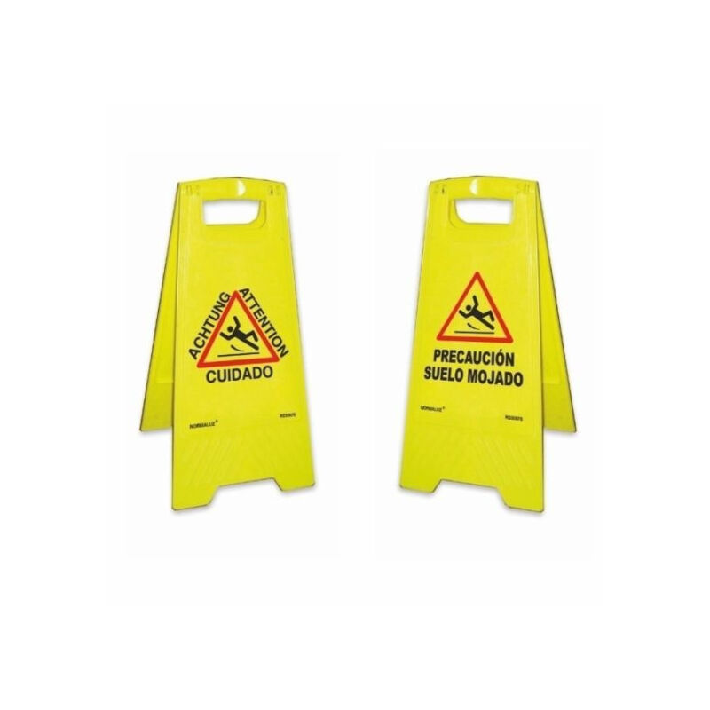 

Panel Amarillo señal en catalán Precaució Terra Mullat 620MM ALTURA