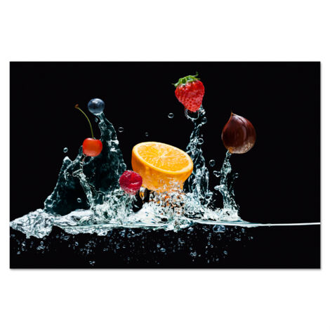 PANEL ANTISALPICADURAS COCINA Agua - Fruta - Naranja - Fresa - Cereza - Negro 60x40