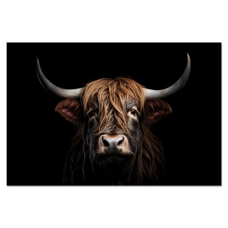 PANEL ANTISALPICADURAS COCINA Highlander escocés - Retrato - Negro - Animal 60x40
