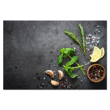 PANEL ANTISALPICADURAS COCINA Lima - Hierbas - Especias - Verde - Gris - Hormigón 80x55