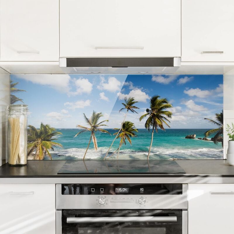 

Panel antisalpicaduras de cristal - Beach Of Barbados - Panorámico Dimensión LxA: 40cm x 100cm