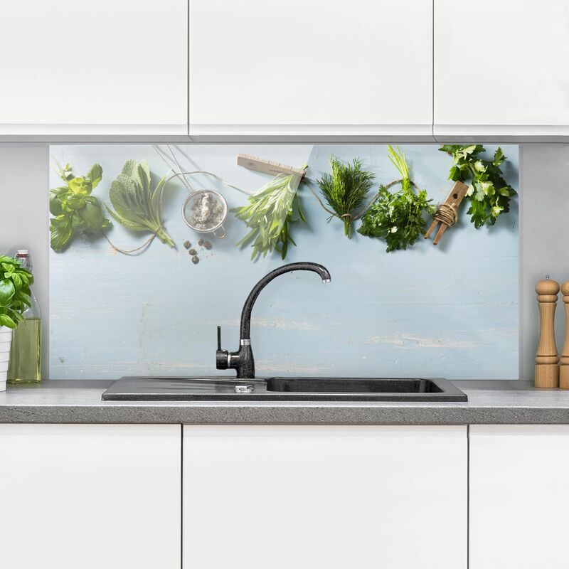

Panel antisalpicaduras de cristal - Bundled Herbs - Horizontal 1:2 Dimensión LxA: 59cm x 120cm