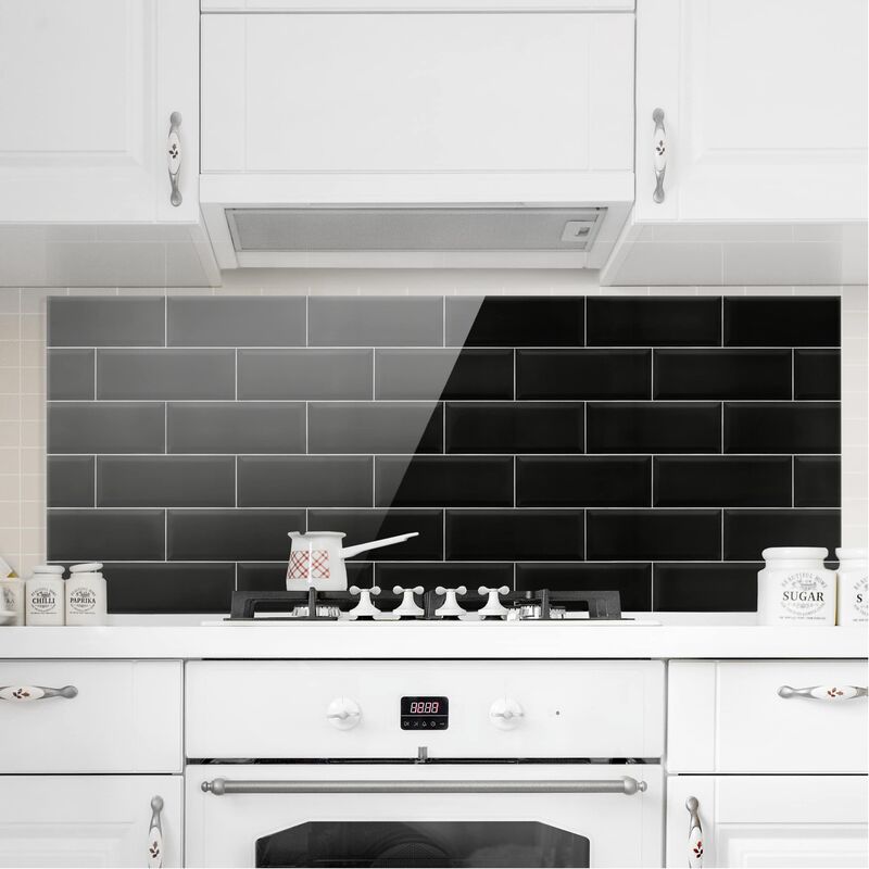 

Panel antisalpicaduras de cristal - Ceramic Tiles Black - Panorámico Dimensión LxA: 40cm x 100cm