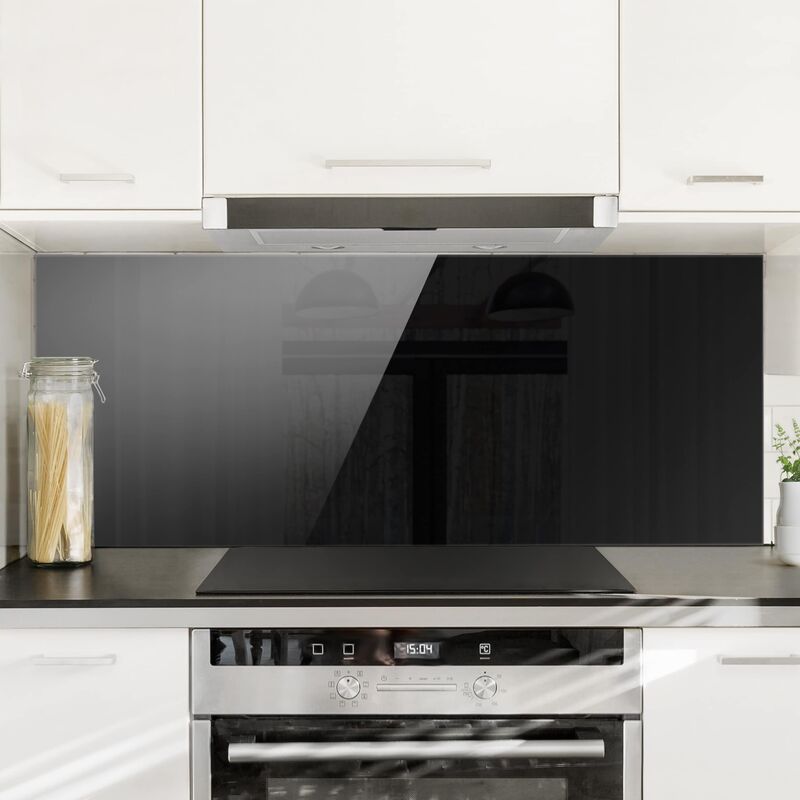 

Panel antisalpicaduras de cristal - Colour Black - Panorámico Dimensión LxA: 40cm x 100cm