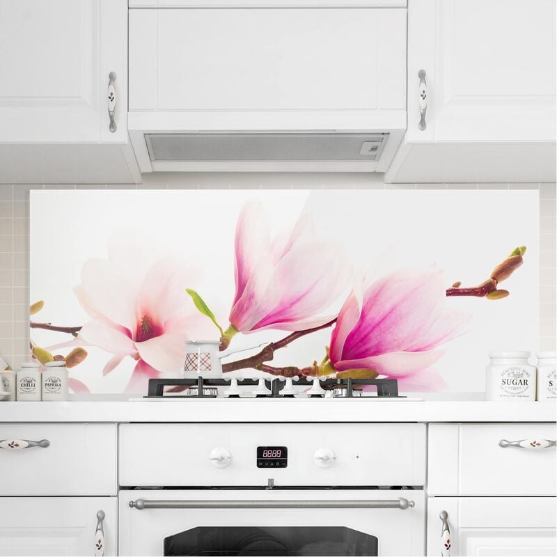 

Panel antisalpicaduras de cristal - Delicate Magnolia Branch - Panorámico Dimensión LxA: 40cm x 100cm
