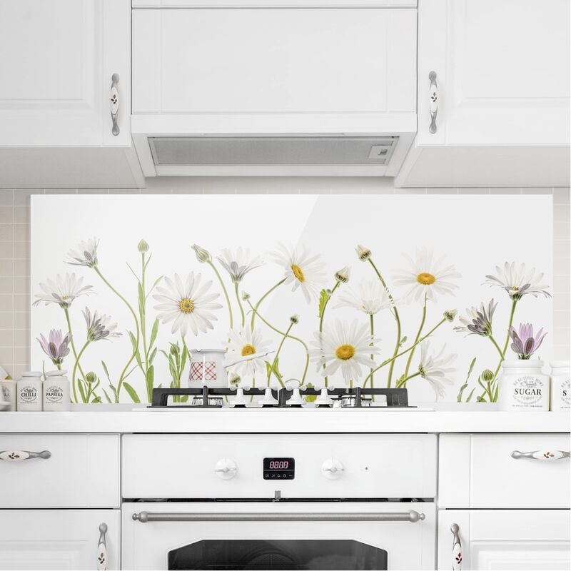 

Panel antisalpicaduras de cristal - Easier Daisy Mix - Panorámico Dimensión LxA: 40cm x 100cm
