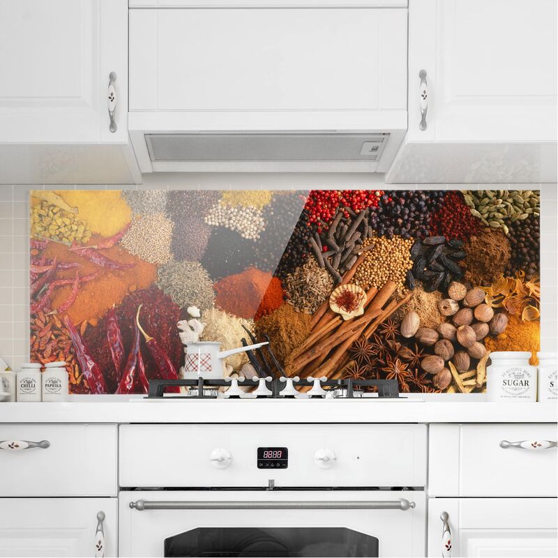 

Panel antisalpicaduras de cristal - Exotic Spices - Panorámico Dimensión LxA: 50cm x 125cm