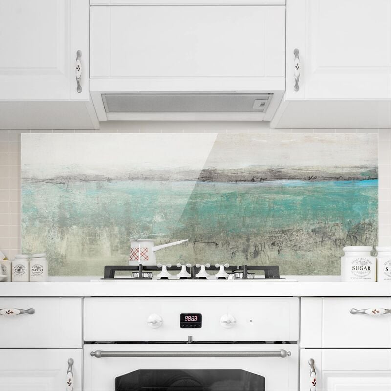 

Panel antisalpicaduras de cristal - Horizon Over Turquoise I - Panorámico Dimensión LxA: 40cm x 100cm