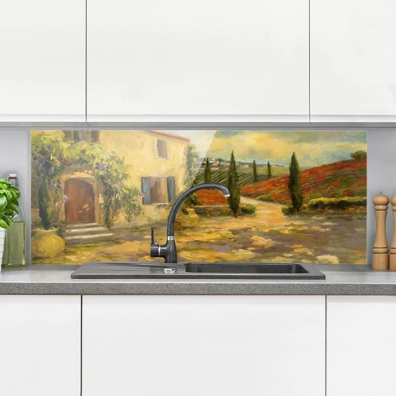 

Panel antisalpicaduras de cristal - Italian Countryside - Tuscany - Panorámico Dimensión LxA: 40cm x 100cm