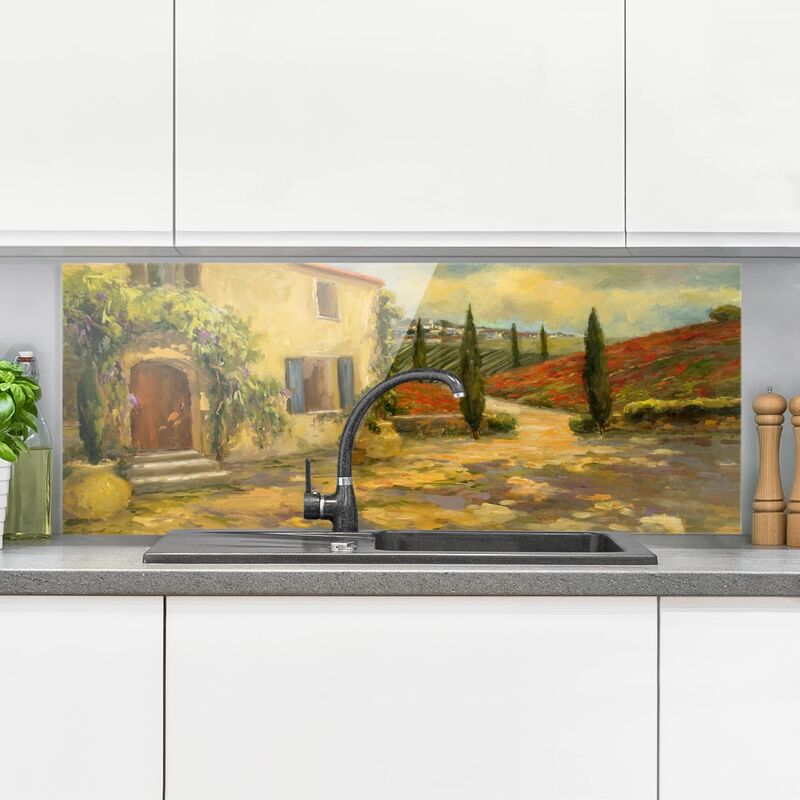 

Panel antisalpicaduras de cristal - Italian Countryside - Tuscany - Panorámico Dimensión LxA: 50cm x 125cm