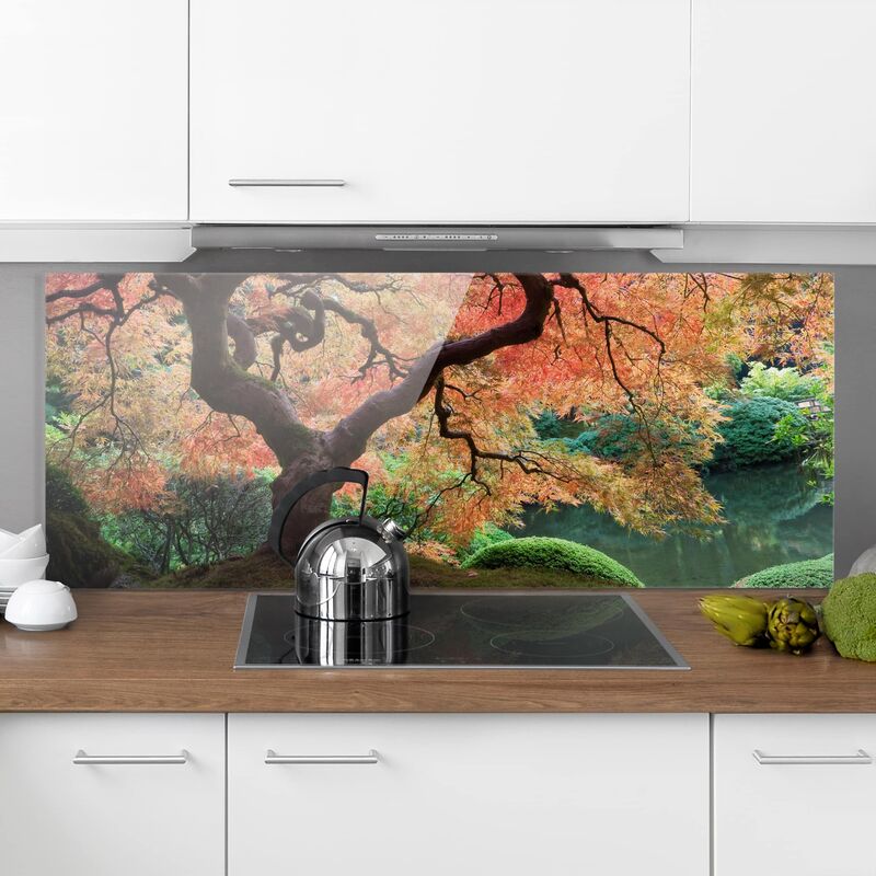 

Panel antisalpicaduras de cristal - Japanese Garden - Panorámico Dimensión LxA: 50cm x 125cm