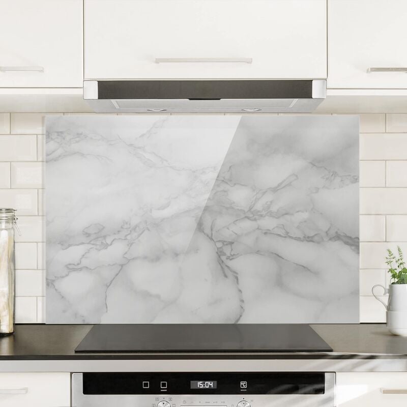 

Panel antisalpicaduras de cristal - Marble Look Black And White - Horizontal 2:3 Dimensión LxA: 59cm x 90cm