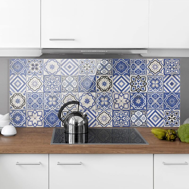 

Panel antisalpicaduras de cristal - Mediterranean Tile Pattern - Panorámico Dimensión LxA: 40cm x 100cm