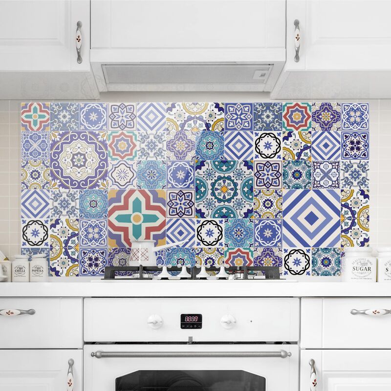 

Panel antisalpicaduras de cristal - Mirror Tiles - Elaborate Portuguese Tiles - Horizontal 1:2 Dimensión LxA: 59cm x 120cm