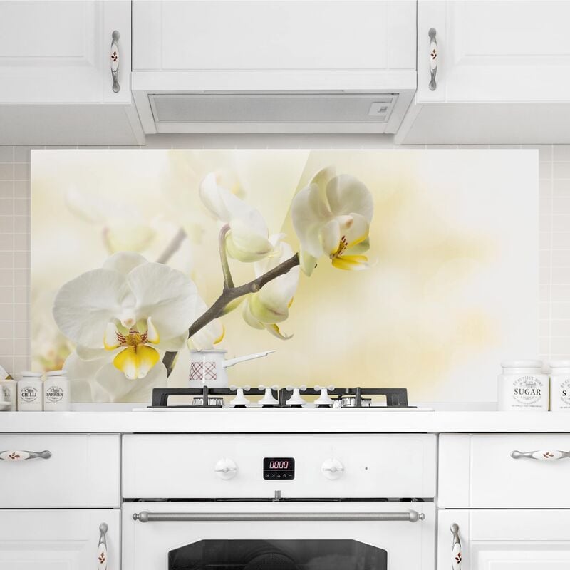 

Panel antisalpicaduras de cristal - orchid branch - Horizontal 1:2 Dimensión LxA: 59cm x 120cm